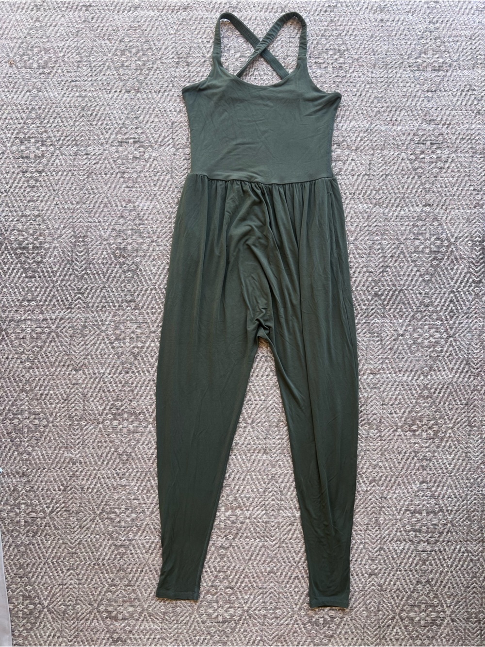 IMBODHI Bodhi Harem Jumpsuit XL Olive Green Micromodal Strappy Made in SF